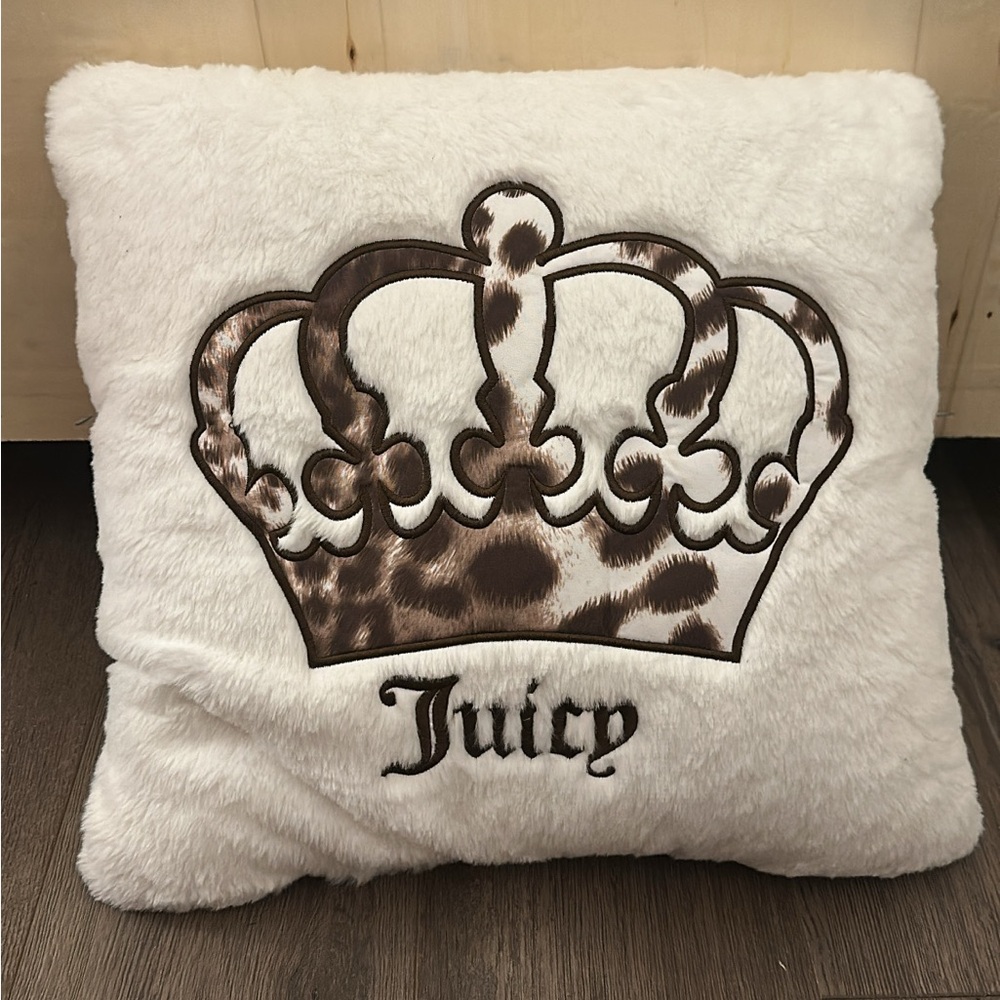 👑 Juicy Couture Leopard Print Crown Throw Pillow